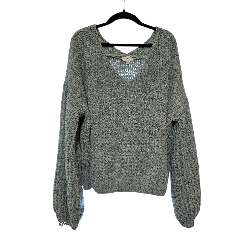 Women's Light Blue V-Neck Sweater Size Large Cozy And Warm